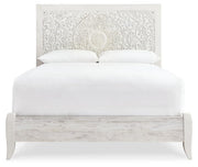 Paxberry Whitewash Queen Panel Bed and 2 Nightstands - B181B30