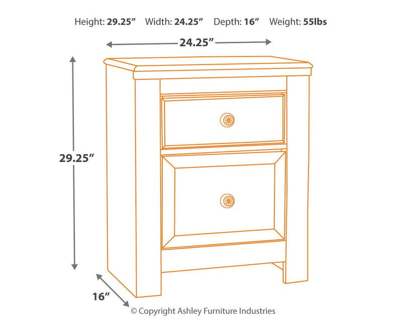 Paxberry Whitewash Queen Panel Bed and 2 Nightstands - B181B30