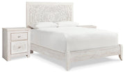 Paxberry Whitewash Queen Panel Bed and 2 Nightstands - B181B30