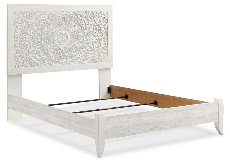 Paxberry Whitewash Queen Panel Bed and 2 Nightstands - B181B30