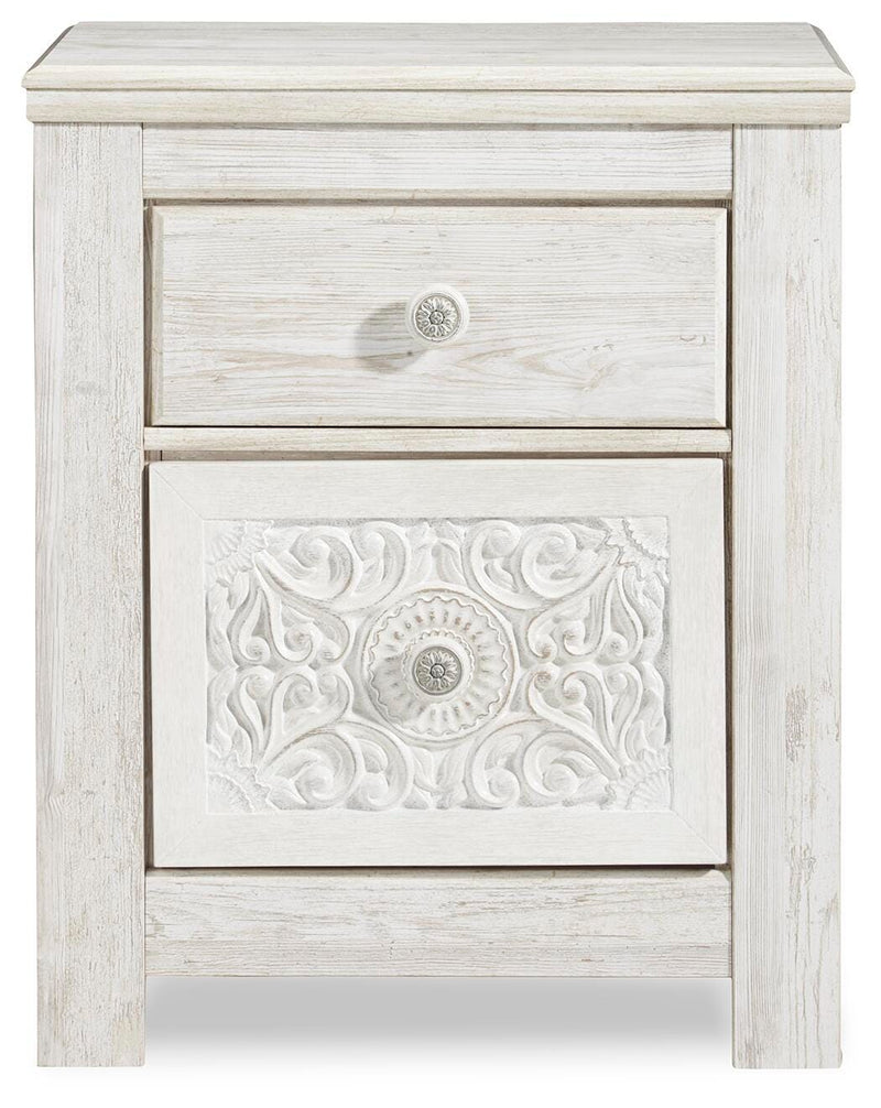 Paxberry Whitewash Queen Panel Bed, Chest and Nightstand - B181B28