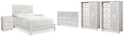 Paxberry Whitewash Queen Panel Bed, Dresser, 2 Chests and 2 Nightstands - B181B31