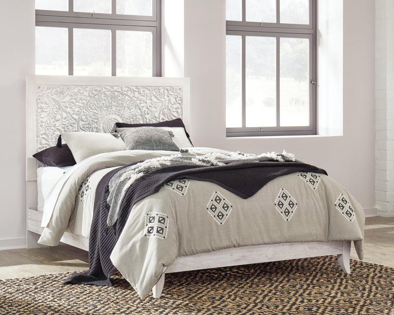 Paxberry Whitewash Queen Panel Bed, Dresser and Chest - B181B34