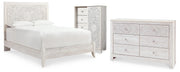 Paxberry Whitewash Queen Panel Bed, Dresser and Chest - B181B34