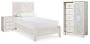Paxberry Whitewash Twin Panel Bed, Chest and Nightstand - B181B24