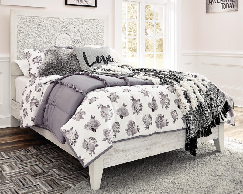 Paxberry Whitewash Twin Panel Bed, Chest and Nightstand - B181B24