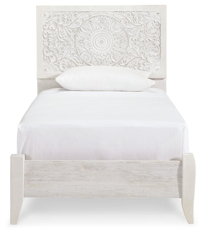 Paxberry Whitewash Twin Panel Bed, Chest and Nightstand - B181B24