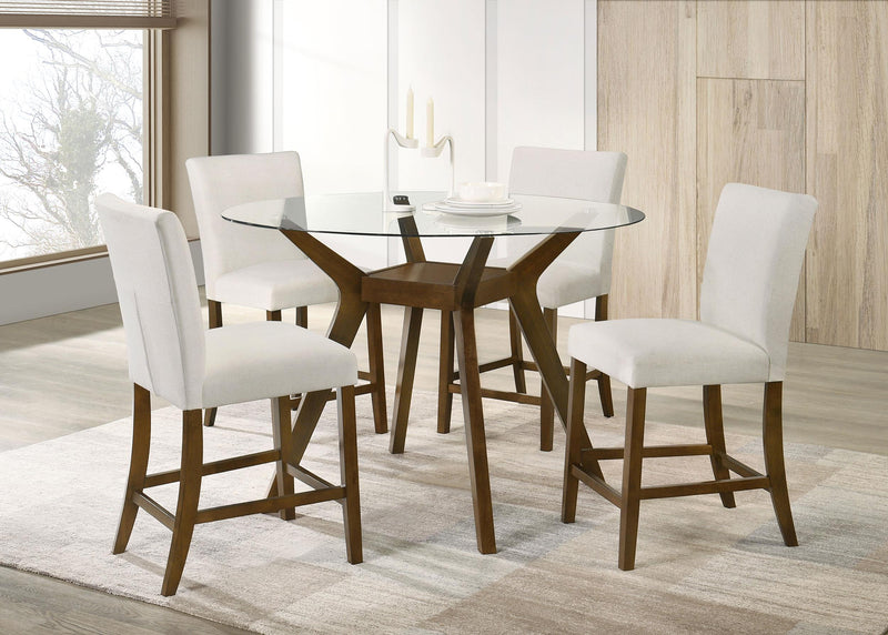 Paxton 5-piece Round Glass Top Counter Height Dining Set Beige - 122178-S5BGE