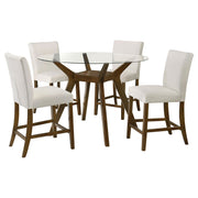Paxton 5-piece Round Glass Top Counter Height Dining Set Beige - 122178-S5BGE