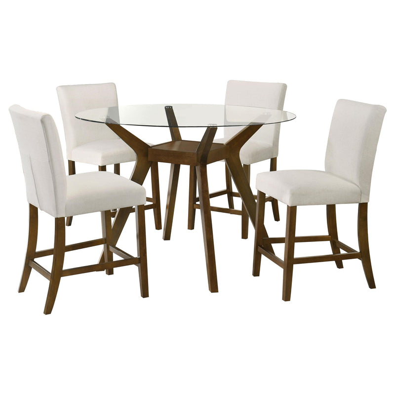 Paxton 5-piece Round Glass Top Counter Height Dining Set Beige - 122178-S5BGE