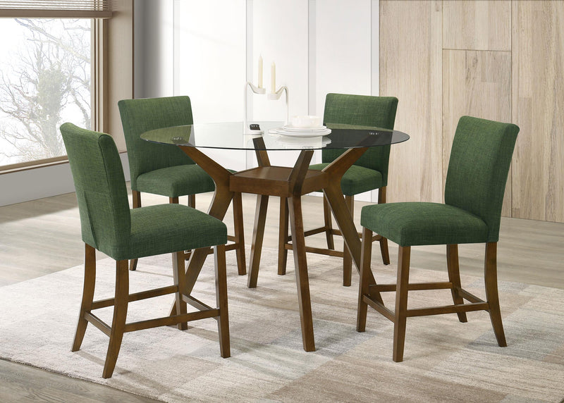 Paxton 5-piece Round Glass Top Counter Height Dining Set Green - 122178-S5GRN