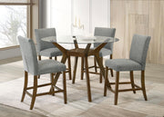 Paxton 5-piece Round Glass Top Counter Height Dining Set Grey - 122178-S5GRY