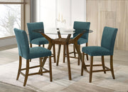 Paxton 5-piece Round Glass Top Counter Height Dining Set Teal Blue - 122178-S5TLB