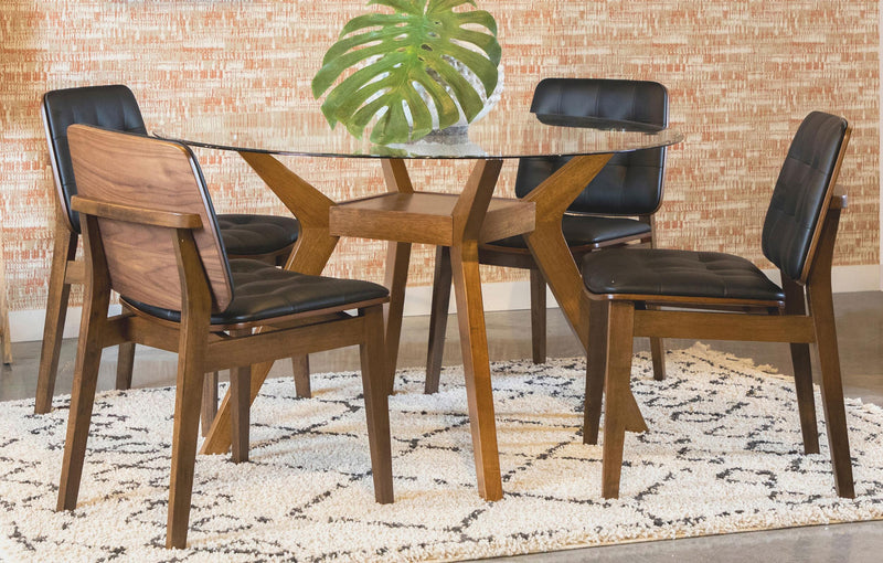 Paxton 5-piece Round Glass Top Dining Table Set Brown - 122180-S5K