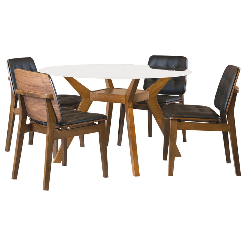 Paxton 5-piece Round Glass Top Dining Table Set Brown - 122180-S5K