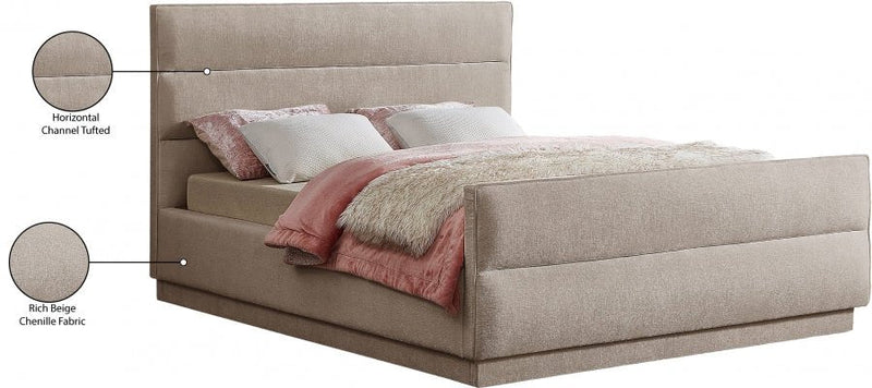 Paxton Chenille Fabric Full Bed (3 Boxes) Beige - PaxtonBeige-F