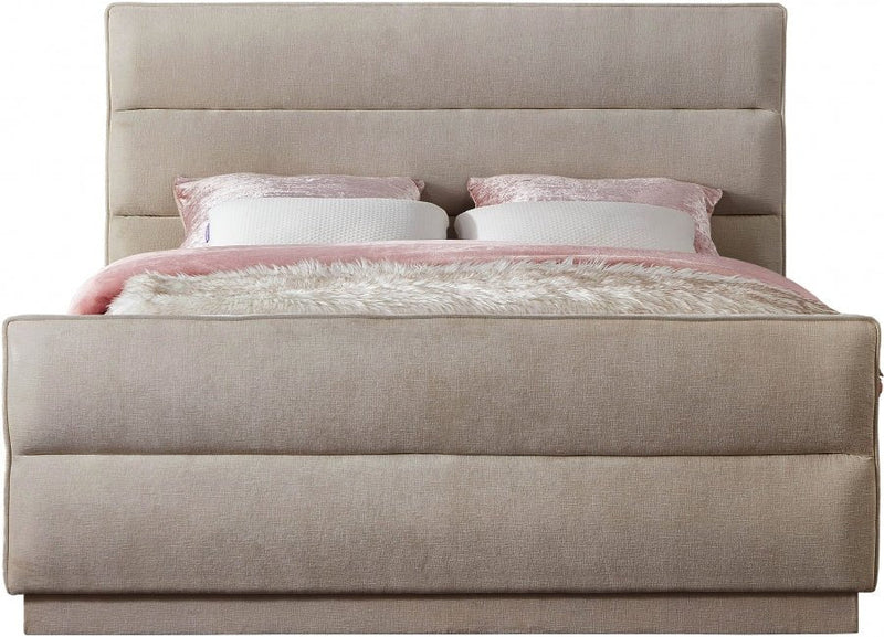 Paxton Chenille Fabric King Bed (3 Boxes) Beige - Gate FurnitureKing Bed