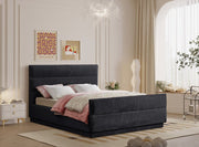 Paxton Chenille Fabric King Bed (3 Boxes) Black - Gate FurnitureKing Bed