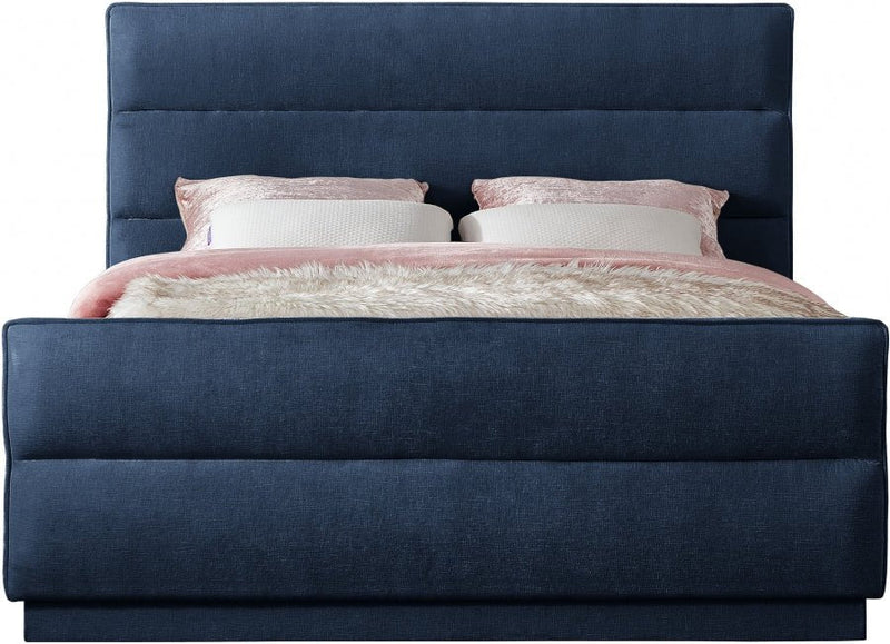 Paxton Chenille Fabric King Bed (3 Boxes) Blue - Gate FurnitureKing Bed