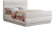 Paxton Chenille Fabric King Bed (3 Boxes) Cream - Gate FurnitureKing Bed
