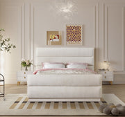 Paxton Chenille Fabric King Bed (3 Boxes) Cream - Gate FurnitureKing Bed