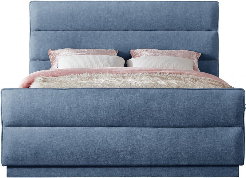 Paxton Chenille Fabric King Bed (3 Boxes) Light Blue - Gate FurnitureKing Bed