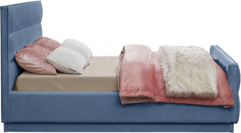 Paxton Chenille Fabric King Bed (3 Boxes) Light Blue - Gate FurnitureKing Bed