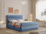Paxton Chenille Fabric King Bed (3 Boxes) Light Blue - Gate FurnitureKing Bed