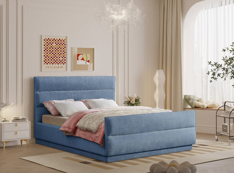 Paxton Chenille Fabric King Bed (3 Boxes) Light Blue - Gate FurnitureKing Bed