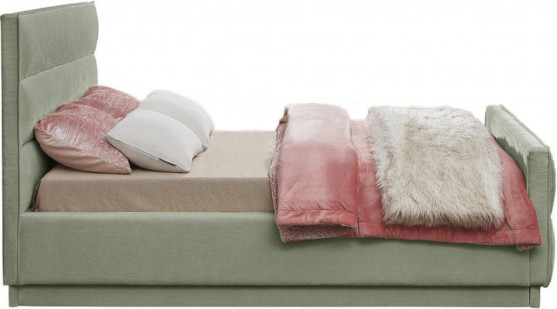 Paxton Chenille Fabric King Bed (3 Boxes) Mint - Gate FurnitureKing Bed