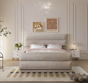 Paxton Chenille Fabric Queen Bed (3 Boxes) Beige - Gate FurnitureQueen Bed