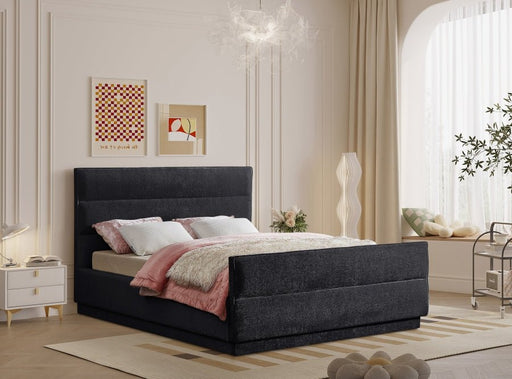 Paxton Chenille Fabric Queen Bed (3 Boxes) Black - Gate FurnitureQueen Bed
