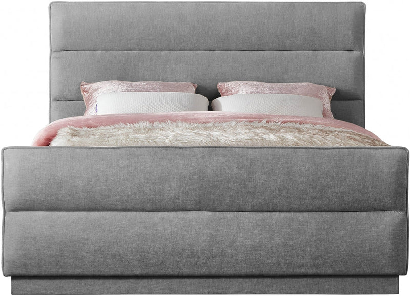 Paxton Chenille Fabric Queen Bed (3 Boxes) Grey - Gate FurnitureQueen Bed