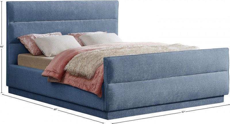 Paxton Chenille Fabric Queen Bed (3 Boxes) Light Blue - Gate FurnitureQueen Bed