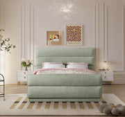Paxton Chenille Fabric Queen Bed (3 Boxes) Mint - Gate FurnitureQueen Bed