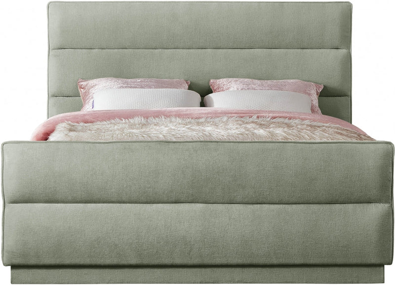 Paxton Chenille Fabric Queen Bed (3 Boxes) Mint - Gate FurnitureQueen Bed
