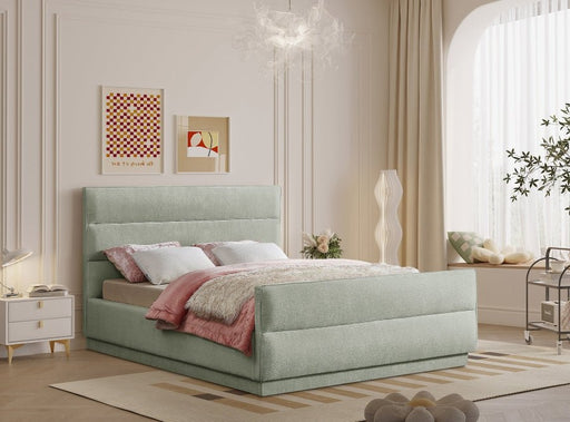 Paxton Chenille Fabric Queen Bed (3 Boxes) Mint - Gate FurnitureQueen Bed