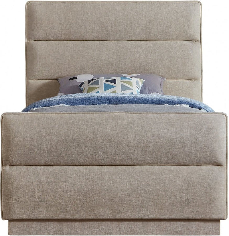 Paxton Chenille Fabric Twin Bed (3 Boxes) Beige - Gate FurnitureTwin Bed