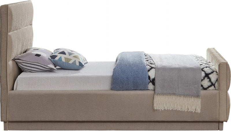 Paxton Chenille Fabric Twin Bed (3 Boxes) Beige - Gate FurnitureTwin Bed