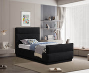 Paxton Chenille Fabric Twin Bed (3 Boxes) Black - Gate FurnitureTwin Bed