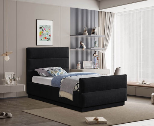 Paxton Chenille Fabric Twin Bed (3 Boxes) Black - Gate FurnitureTwin Bed