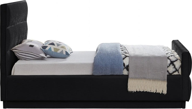 Paxton Chenille Fabric Twin Bed (3 Boxes) Black - Gate FurnitureTwin Bed