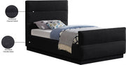 Paxton Chenille Fabric Twin Bed (3 Boxes) Black - Gate FurnitureTwin Bed