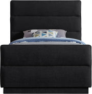 Paxton Chenille Fabric Twin Bed (3 Boxes) Black - Gate FurnitureTwin Bed
