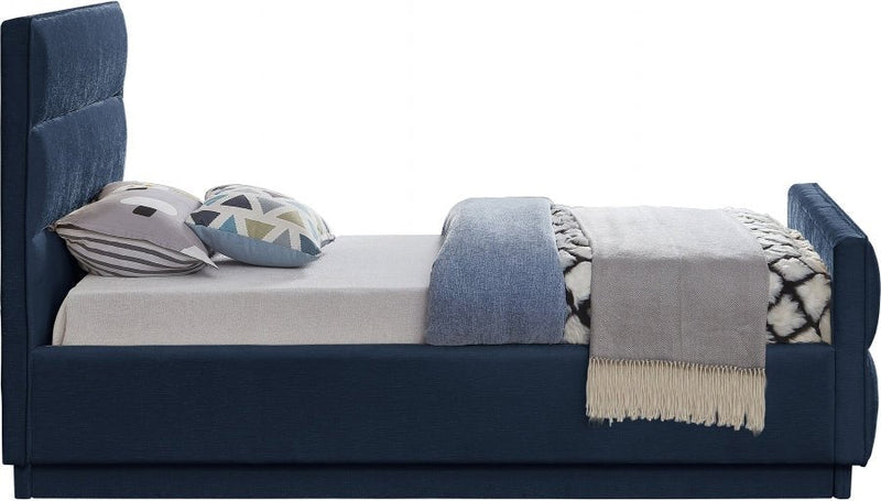 Paxton Chenille Fabric Twin Bed (3 Boxes) Blue - Gate FurnitureTwin Bed