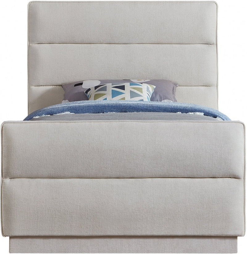 Paxton Chenille Fabric Twin Bed (3 Boxes) Cream - Gate FurnitureTwin Bed