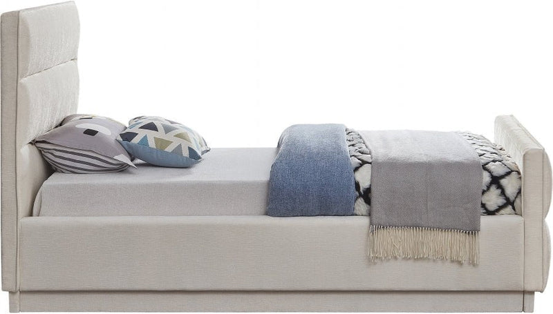 Paxton Chenille Fabric Twin Bed (3 Boxes) Cream - Gate FurnitureTwin Bed