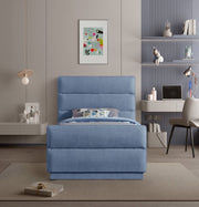 Paxton Chenille Fabric Twin Bed (3 Boxes) Light Blue - Gate FurnitureTwin Bed