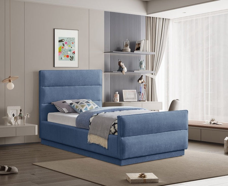 Paxton Chenille Fabric Twin Bed (3 Boxes) Light Blue - Gate FurnitureTwin Bed