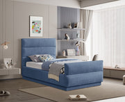 Paxton Chenille Fabric Twin Bed (3 Boxes) Light Blue - Gate FurnitureTwin Bed
